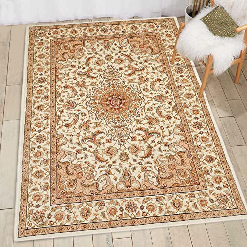 COMSLE Boho Area Rug, 3' x 5' Machine Washable Rugs for Entryway Faux Wool Large Rugs Distressed Throw Rug Non-Slip Floor Carpet for Indoor Bedroom Kitchen Living Room Cream/Beige-2 - color: Cream/Beige-2, size: 3' x 5' (Rectangular)