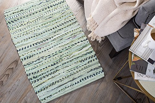 DII Chindi Home Collection Handwoven Multicolor Area Rag Rug, 20x31.5, Mint Green - color: Mint Green, size: 1'8" x 2'8" (Rectangular)