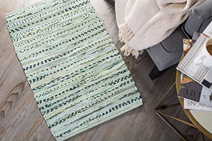 DII Chindi Home Collection Handwoven Multicolor Area Rag Rug, 20x31.5, Mint Green - color: Mint Green, size: 1'8" x 2'8" (Rectangular)