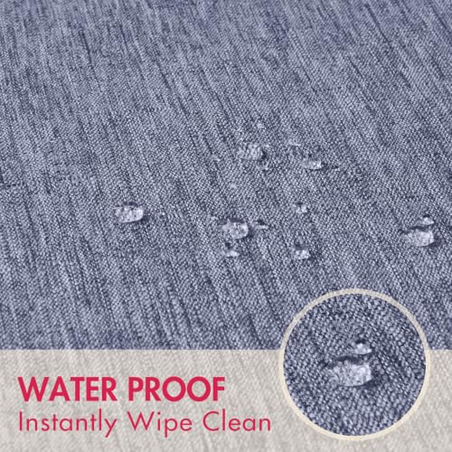 Denim Blue 17x17 Polyester Linen Farmhouse Cloth Napkins Set of 8 | Waterproof, Stain Resistant, Shrink Proof, Washable, fabric, Outdoor, Reusable, Dining, Wedding, Kitchen, Party, Birthday - color: Denim Blue