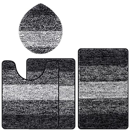 Bsmathom Bathroom Rug Set 4 Piece, Plush Microfiber Bath Mat, Black | Super Water Absorbent, Non Slip Machine Washable Bath Rug Sets with Toilet Lid Cover and U-shaped Contour Toilet Mat - color: Black, size: 18"x26"+20"x31"+U20"x24"+Cover19"x21"