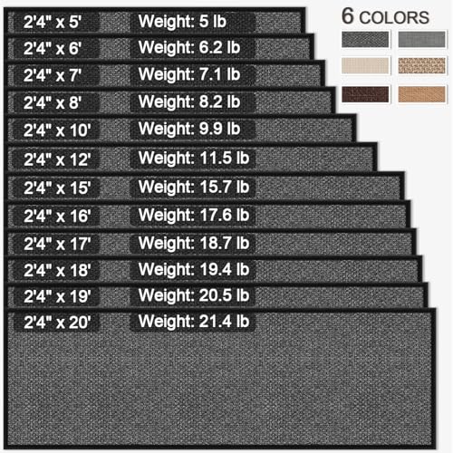 12ft Natural Jute Kitchen Rug Non Slip Washable, Rubber Backed Hallway Carpet Runner, Absorbent Laundry Room Runner Mat - color: Black, size: 2'4" x 12' (Rectangular)