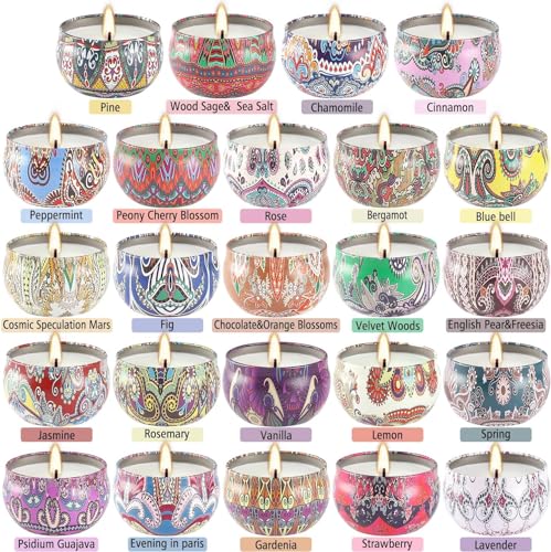 WPONSZU Scented Candles Gift Set, 2.5 oz Soy Wax Aromatherapy Candle for Home, Romantic Candles Gift for Mother Day Christmas Valentines Birthday (24 Pack) - color: Multi-Color3