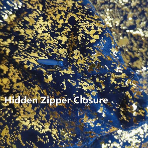 Deeprove Throw Pillow Cover Both Sides Sparkle Foil Print, Bronzing Velvet Hidden Zipper Closure Accent Pillow Cushion Case for Bedroom, Living Room, Sofa, Square 20 x 20 Inches, 1 Pack, Navy Blue - color: Navy Blue, size: 20" x 20" (Pack of 1)