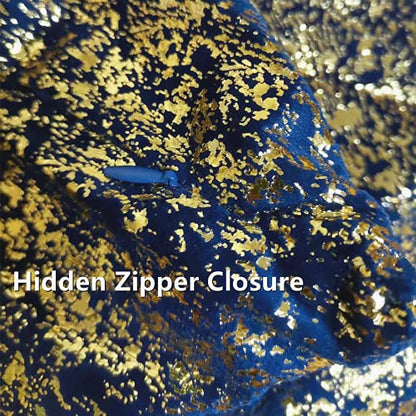 Deeprove Throw Pillow Cover Both Sides Sparkle Foil Print, Bronzing Velvet Hidden Zipper Closure Accent Pillow Cushion Case for Bedroom, Living Room, Sofa, Square 20 x 20 Inches, 1 Pack, Navy Blue - color: Navy Blue, size: 20" x 20" (Pack of 1)