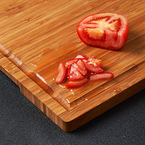 Allsum Extra Large Carbonized Bamboo Wood Cutting Boards for Kitchen, Huge Chopping Board with Juice Grooves & Handles Resisting to Warping and Cracking, Huge Charcuterie Boards, 24"L x 18"W - size: 24"L x 18"W
