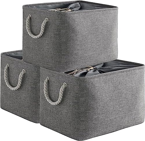Storage Basket for Organizing - 16x12x12 inch 3 Pack Fabric Storage Cubes, Cube Storage Bin for Shelves Closet Organizer Cloth Gift Toy (Grey) - color: Grey, size: 3PCS/Large Cube - 16L×12W×12H