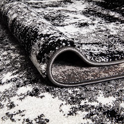 Keen Home Design Abstract Non-Shedding Runner Rug, Soft Thick Pile, 2x10 | Polypropylene High Pile, Jute Back; Ideal For Hallway, Bedside, Landing, Home Office - color: Abstract Black, size: 2'8" x 9'11" (Runner)