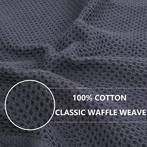Homaxy 100% Cotton Waffle Weave Kitchen Dish Cloths 6-Pack, Dark Grey | 12 x 12 Inches, Ultra Soft Absorbent Dish Towels, Quick Drying Dish Rags with Hanging Loop - color: Dark Grey, size: 12 X 12 - 6 Pack