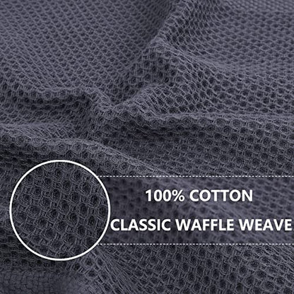 Homaxy 100% Cotton Oversized Waffle Weave Kitchen Towels 4-Pack, Dark Grey | 20 x 28 Inches, Ultra Soft Absorbent Dish Towels, Quick Drying Large Cleaning Towels - color: Dark Grey, size: 20 X 28 - 4 Pack