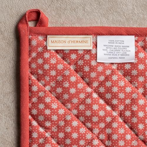 Maison d' Hermine 100% Cotton Oven Mitt & Pot Holder Set (7.5"x13" & 8"x8") | Heat Resistant BBQ Cooking Gloves with Loop Baking Grilling Kitchen Hotel Home Farmhouse Spring Summer - Provence - color: 002 - Provence, size: 7.5" x 13" & 8" x 8" (Oven Mitt