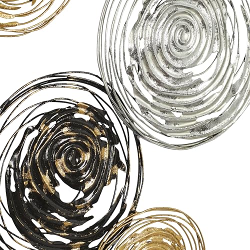 Deco 79 Metal Plate Home Wall Decor Wall Sculpture with Textured Pattern, Wall Art 42" x 1" x 27", Gold