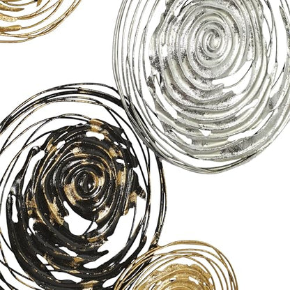 Deco 79 Metal Plate Home Wall Decor Wall Sculpture with Textured Pattern, Wall Art 42" x 1" x 27", Gold