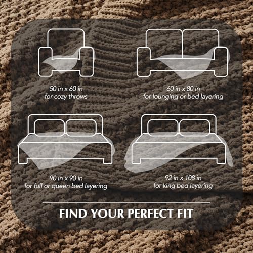 EVERGRACEHOME Chunky Chenille Knit Throw Blanket, 108x92, Camel Brown | Sculpted Moss Stitch, Chic Modern Farmhouse, All-Season Warmth, OEKO-TEX® Certified, Oversized King for Couch, Bed, Sofa - color: Camel Brown, size: 108" X 92"