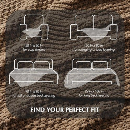 EVERGRACEHOME Chunky Chenille Knit Throw Blanket, 108x92, Camel Brown | Sculpted Moss Stitch, Chic Modern Farmhouse, All-Season Warmth, OEKO-TEX® Certified, Oversized King for Couch, Bed, Sofa - color: Camel Brown, size: 108" X 92"