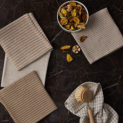 DII Everyday Kitchen Assorted Dishcloth Set of 5, 12x12, Stone - color: Stone