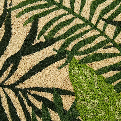 DII Floral Design Collection Natural Coir Doormat, 17x29, Tropical Fronds