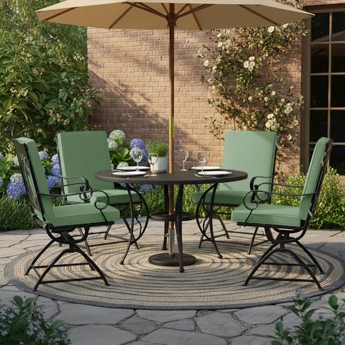 Summsun Patio Dining Chair Cushions 4-Pack, 20 x 20 Inch, Sage Green | High Back, High-Resilience Foam, Non-Slip Bottom, Water Resistant, Removable Cover, Tie Straps, Fit for Adirondack, Rocker - color: Sage Green