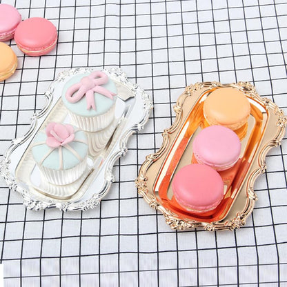 Gold Serving Tray 8.07X4.84 Inch Decorative Dessert Plate for Wedding Party Fruit Snacks Cake Display Elegant Tableware