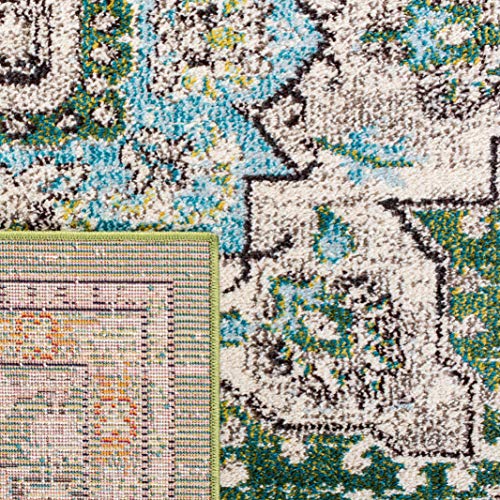 SAFAVIEH Madison Collection Area Rug - 2'2" x 4', Green & Turquoise, Boho Chic Distressed Medallion Design, Non-Shedding & Easy to Clean, Ideal for Living Room, Bedroom, Dining Space (MAD473Y) - color: Green/Turquoise, size: 2'2" x 4' (Rectangular)
