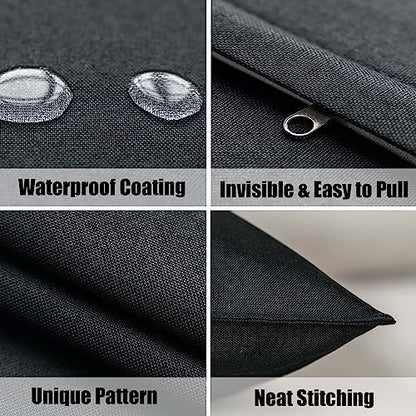 NiNi ALL Black Outdoor Pillows Set of 2 Decorative Farmhouse Waterproof Throw Pillow Covers 18x18 Solid Cushion Cases for Garden Patio Tent Furniture Sofa Bed Home Decor | Faux Linen Decorative Solid Throw Pillow Covers Farmhouse for Garden Furniture Tent