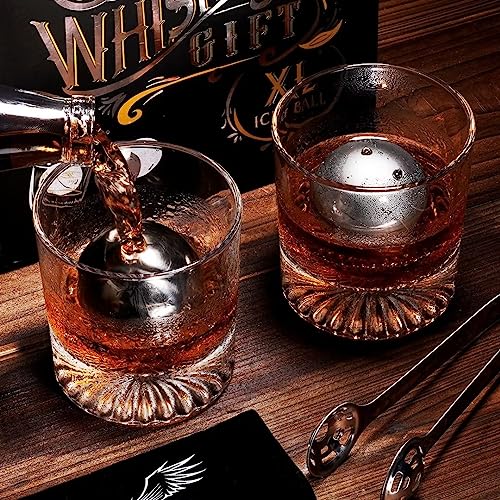 Whiskey Balls Reusable 55mm, Father's Day Bourbon Gifts for Men, Whiskey Ice Stones with Tongs, Anniversary Birthday Gifts for Dad Boyfriend Grandpa Him Husband from Wife 10pcs - color: Sliver - Round Balls