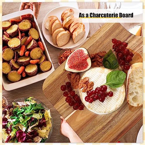 Didaey 6 Pcs Cutting Board Bulk Kitchen Thicken Chopping Platter with Handles Wooden Charcuterie Serving Trays Blank Wood Boards for Engraving Wedding Housewarming(Acacia Wood,16 x 10 Inch) - size: 16 x 10 Inch