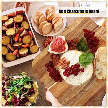 Didaey 6 Pcs Cutting Board Bulk Kitchen Thicken Chopping Platter with Handles Wooden Charcuterie Serving Trays Blank Wood Boards for Engraving Wedding Housewarming(Acacia Wood,16 x 10 Inch) - size: 16 x 10 Inch