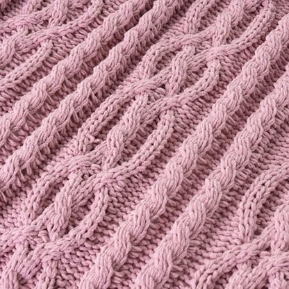 Battilo Pink Throw Blanket for Couch, Cable Knit Blanket, Soft Chenille Throw Blanket, Cozy Warm Blankets for Girls Daughter Women Gifts for Mom, 51"x67", Blush - color: Blush