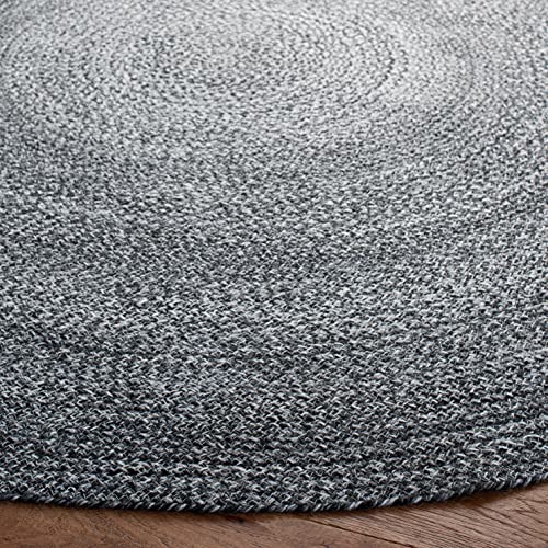 SAFAVIEH Cape Cod Collection Area Rug - 3' Round, Charcoal, Handmade Braided, Ideal for High Traffic Areas in Living Room, Bedroom (CAP224H) - color: Charcoal, size: 3' (Round)