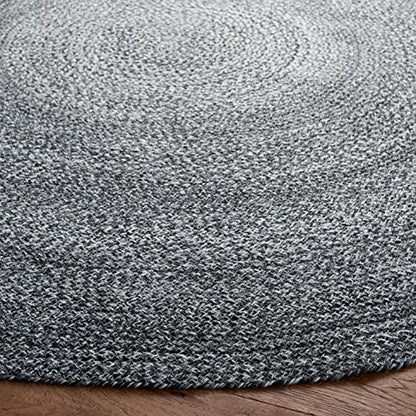 SAFAVIEH Cape Cod Collection Area Rug - 5' Round, Charcoal, Handmade Braided, Ideal for High Traffic Areas in Living Room, Bedroom (CAP224H) - color: Charcoal, size: 5' (Round)