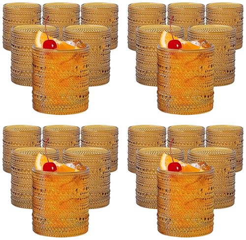 Kate Aspen Beaded Amber Drinking Glasses Set of 6-10 oz Vintage Glassware Jupiter Glasses, Cocktail Glass, Juice Glass, Water Cups Hostess Gift, Present, Gift for Newlyweds (Pack of 4) - color: Amber, size: Beaded 10 oz. (Pack of 4)