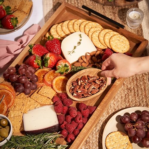 Twine Modern Manor Longboard Cheese Platter with Handles, Rectangular Cheese Board and Home Decor Tray, Dining Table Accessories Acacia Wood Set of 1 - style: Modern Manor Longboard