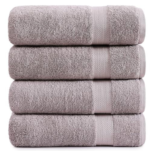 LANE LINEN Towel Set 4 Piece Soft Absorbent Quick Dry - Platinum | Towel Pack - Terry Weave Comfort, Long-Lasting Comfort, Hotel-Style Look, Gets Softer With Every Wash, Machine Washable - color: 11: Platinum, size: 4 Piece Bath Towels