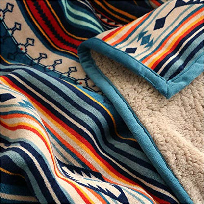 Boho Sherpa Throw 60'' x 50''- Bohemian Soft Plush Flannel Throw Blankets for Bed/Couch/Sofa/Office/Camping - color: A-bohemian, size: 50''x60''