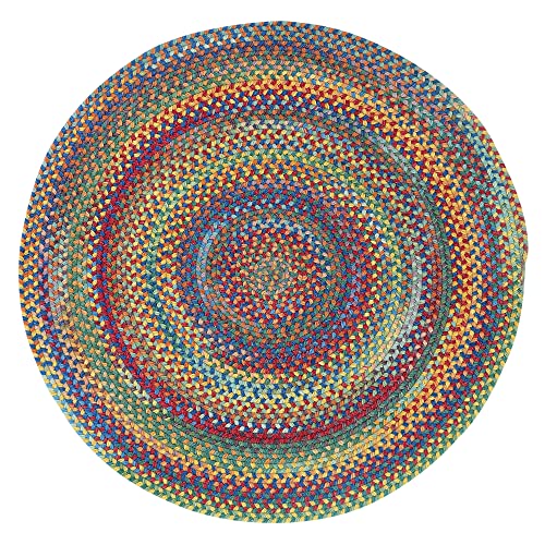 Capel American Heritage Multi 5-Feet Round Braided Rug | USA Made, Premium Wool Blend, Reversible - color: Multi Color, size: 5' (Round)