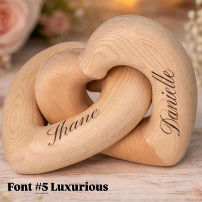 Personalized Interlocking Wooden Hearts, Custom Name Date Engraved Couple Gift, Wedding Anniversary Keepsake, Romantic Decor, Valentine Gift, Bridal Shower Gifts, Engagement Present 3 - color: Design 03