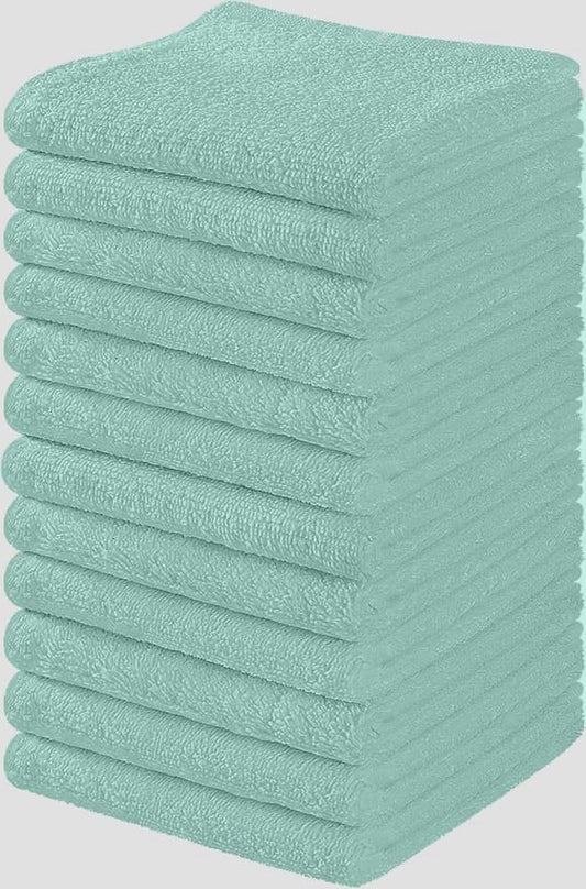 Towel and Linen Mart 100% Cotton - 12 Pack Wash Cloth Set - Flannel Face Cloths, Highly Absorbent and Soft Feel Fingertip Towels (Turquoise, Pack of 12) - color: Turquoise, size: Pack Of 12
