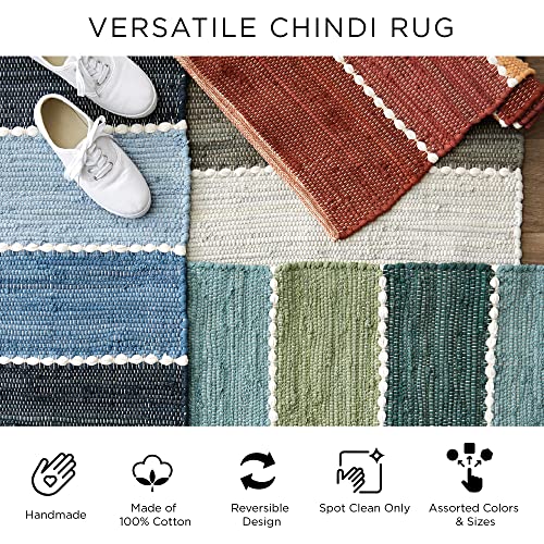 DII Buffalo Check Rug Collection, Hand Dyed Reversible Chindi Rug, Runner 2'3"x6', Black - color: Black, size: 6" x 2" (Rectangular)