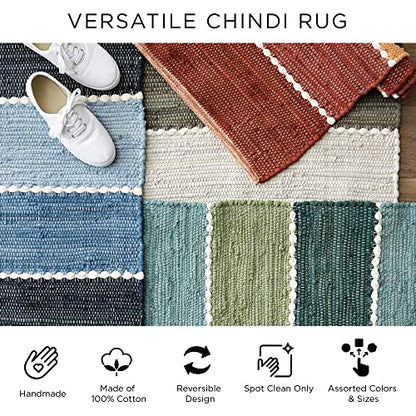 DII Buffalo Check Rug Collection, Hand Dyed Reversible Chindi Rug, Runner 2'3"x6', Gray - color: Grey, size: 2'3" x 6' (Rectangular)