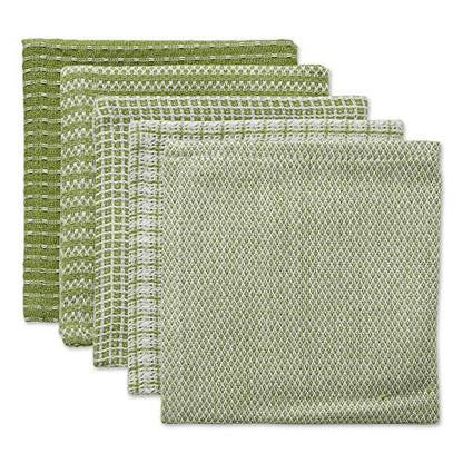 DII Everyday Kitchen Assorted Dishcloth Set of 5, 12x12, Antique Green - color: Antique Green
