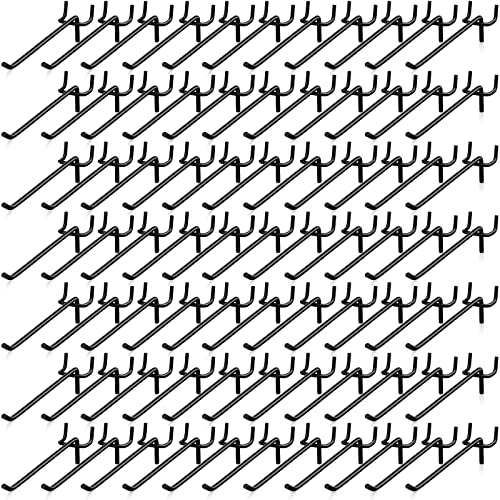 100 Pcs Peg Board Hooks Stainless Steel Pegs,6 Inch,Black | Fits 1/8 1/4 Inch Pegboard Holes, Garage Wall Organizer Accessories, Heavy Duty Hanging Pegs for Tools Workshop Displays - color: Black, size: 6 Inch