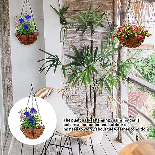 12 Pcs 15.7 inch Hanging Basket Chains 3 Point with Hooks, Black | Flower Pot Chains for Hanging Baskets, Plant Hanger Replacement Chain for Planters, Garden, Bird Feeders, Indoor & Outside