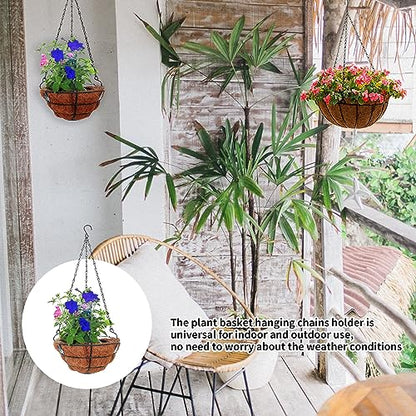 12 Pcs 15.7 inch Hanging Basket Chains 3 Point with Hooks, Black | Flower Pot Chains for Hanging Baskets, Plant Hanger Replacement Chain for Planters, Garden, Bird Feeders, Indoor & Outside
