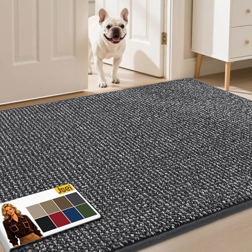 JSEI Door Mat for Entrance, TPR Non-Slip Backing, 36"x60", Charcoal | Washable Low Profile Doormat for Front Door & Back Door, Absorbent Dirt-Trapping Entryway Rugs for Wet Shoes & Dirty Paws - color: Charcoal, size: 36'' X 60''