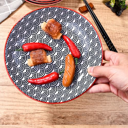 7 Inch Ceramic Plates, Set of 4 - Small Round Dessert & Appetizer Plates, Underglaze Color (LBL) - color: LBL