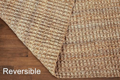Croft&Cane Handspun Jute Area Rug – Premium Natural Reversible 3x5 ft Rug | Handwoven Chunky Textured Tan Beige Neutral Accent Carpet for Rustic Farmhouse Décor, Entryway, Bedroom, Office, Family Room - size: 3' x 5' (Rectangular)