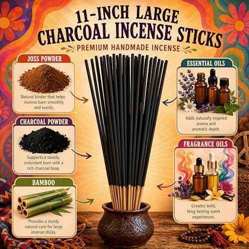 Lemon Eucalyptus Incense Sticks 11" - 1 Bundle 85 to 100 Sticks - Smooth and Clean Long Burn Time, 45 to 60 Minutes. - size: 185 Grams - 85 to 100 Sticks