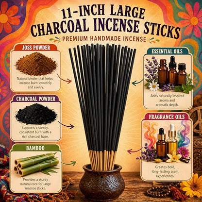Lemon Eucalyptus Incense Sticks 11" - 1 Bundle 85 to 100 Sticks - Smooth and Clean Long Burn Time, 45 to 60 Minutes. - size: 185 Grams - 85 to 100 Sticks