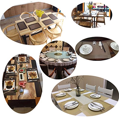 Place Mats for Kitchen Table Washable Easy to Clean Coffee Stain-Insulation Woven Vinyl Colourfull Table Mats 12x18 inches Set of 6（Champagne） - color: Champagne, size: placemats set of 6